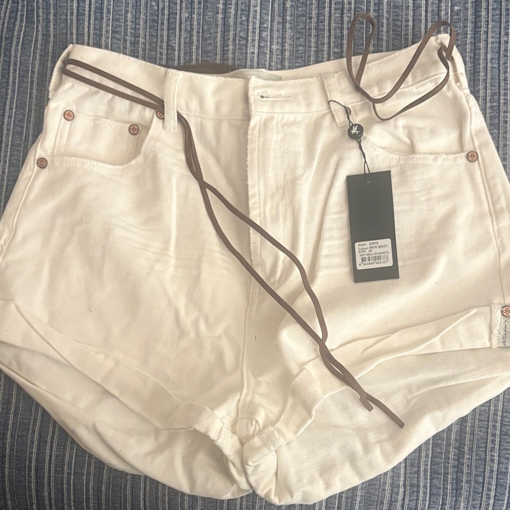 One Teaspoon Cream Jean Shorts